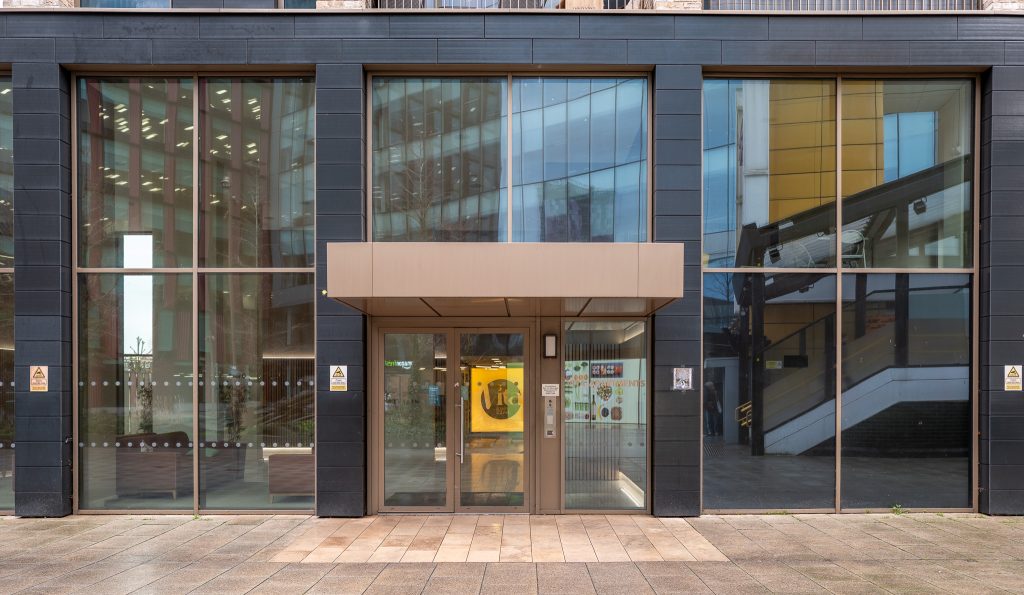 jack JCW curtain walling in a residential apartment main entrance lobby