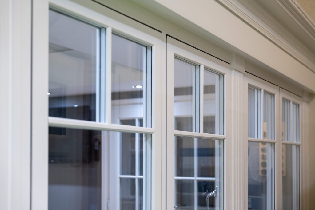 close up picture of uPVC  window in a timber-look style internal